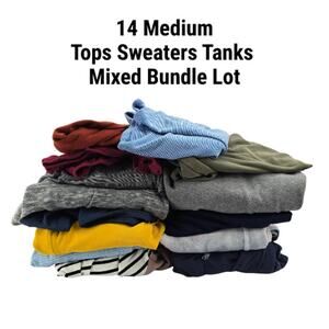 14 Womens Tops Sweaters Tanks Random Mixed Lot Bundle of 14 M Medium